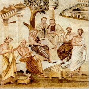 L'Accademia (cio la scuola di Platone), in un mosaico di Pompei